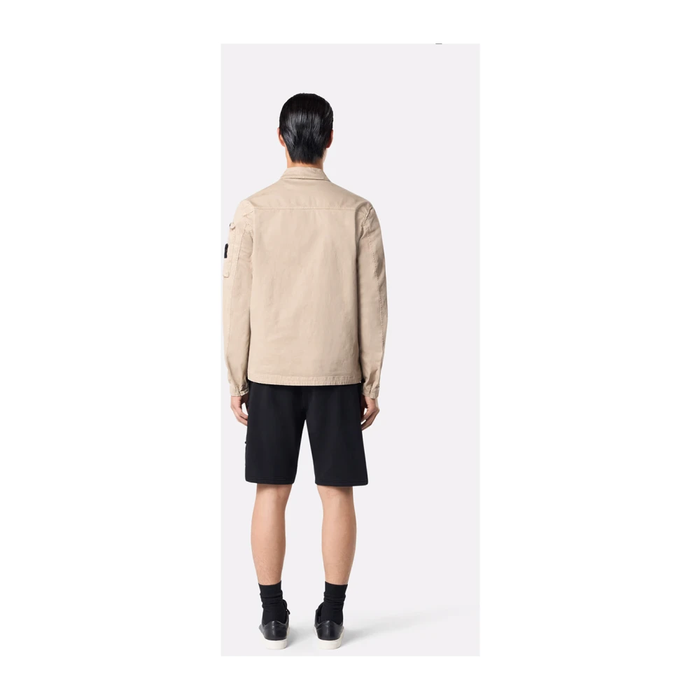 Stone Island Beige Overshirt met ritssluiting zakken Beige Heren