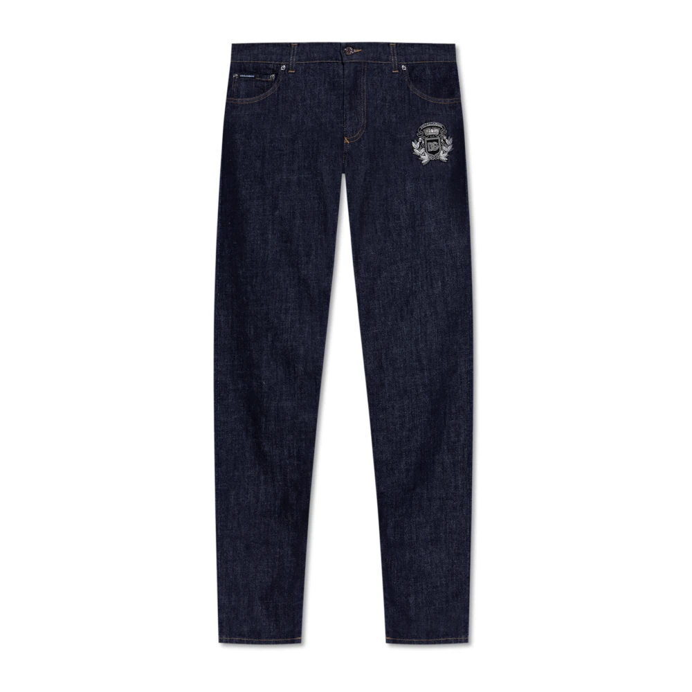 Dolce & Gabbana Skinny jeans met applicatie Blue Heren