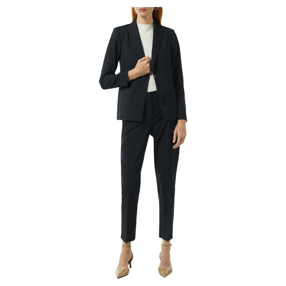 comma Gestreepte Blazer Blue Dames