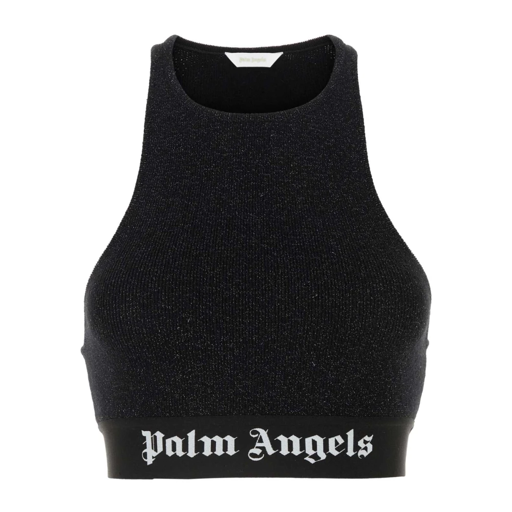 Palm Angels Zwart Viscose Blend Crop Top Black Dames