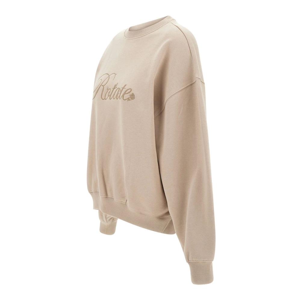 Rotate Birger Christensen Beige katoenen sweatshirt met logo-borduursel Beige Dames