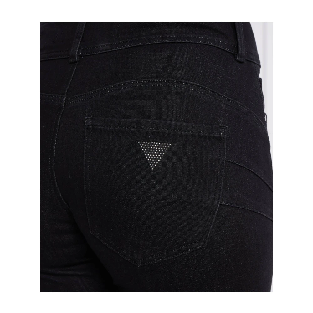 Guess Zwarte Denim Skinny Jeans met Strass Logo Black Dames