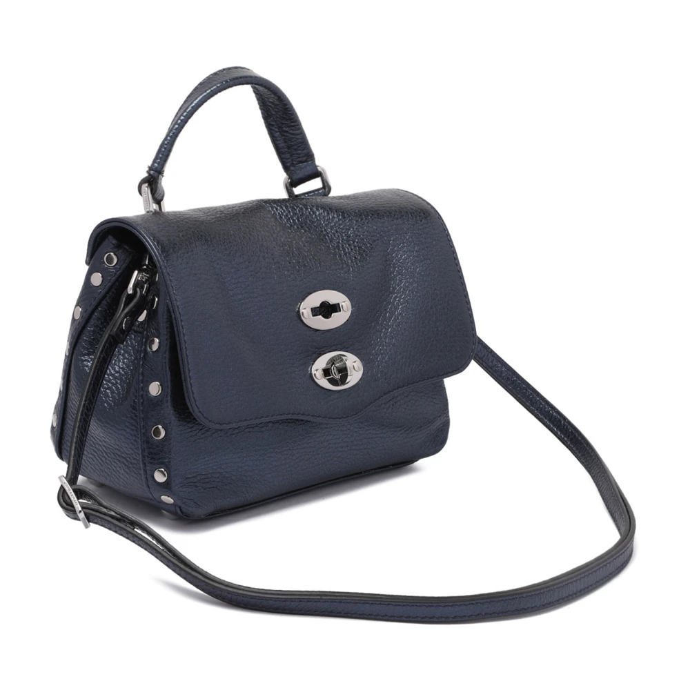 Zanellato Blauwe Postina-tas met zilveren rand Blue Dames