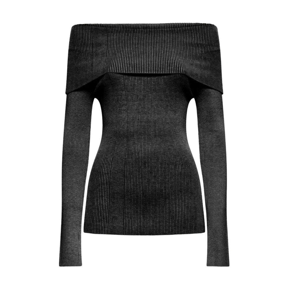 Silvian Heach Vrouw Zwart Truien & Vesten Dames, Xs, Polyester, Ribgebreide Top Met Blote Schouders