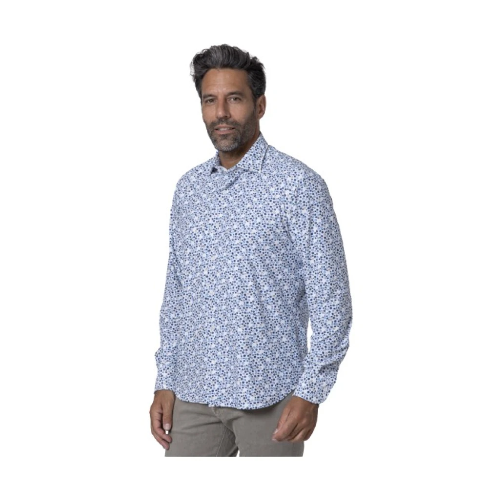 Orian Witte blouse met blauwe stippen Blue Heren