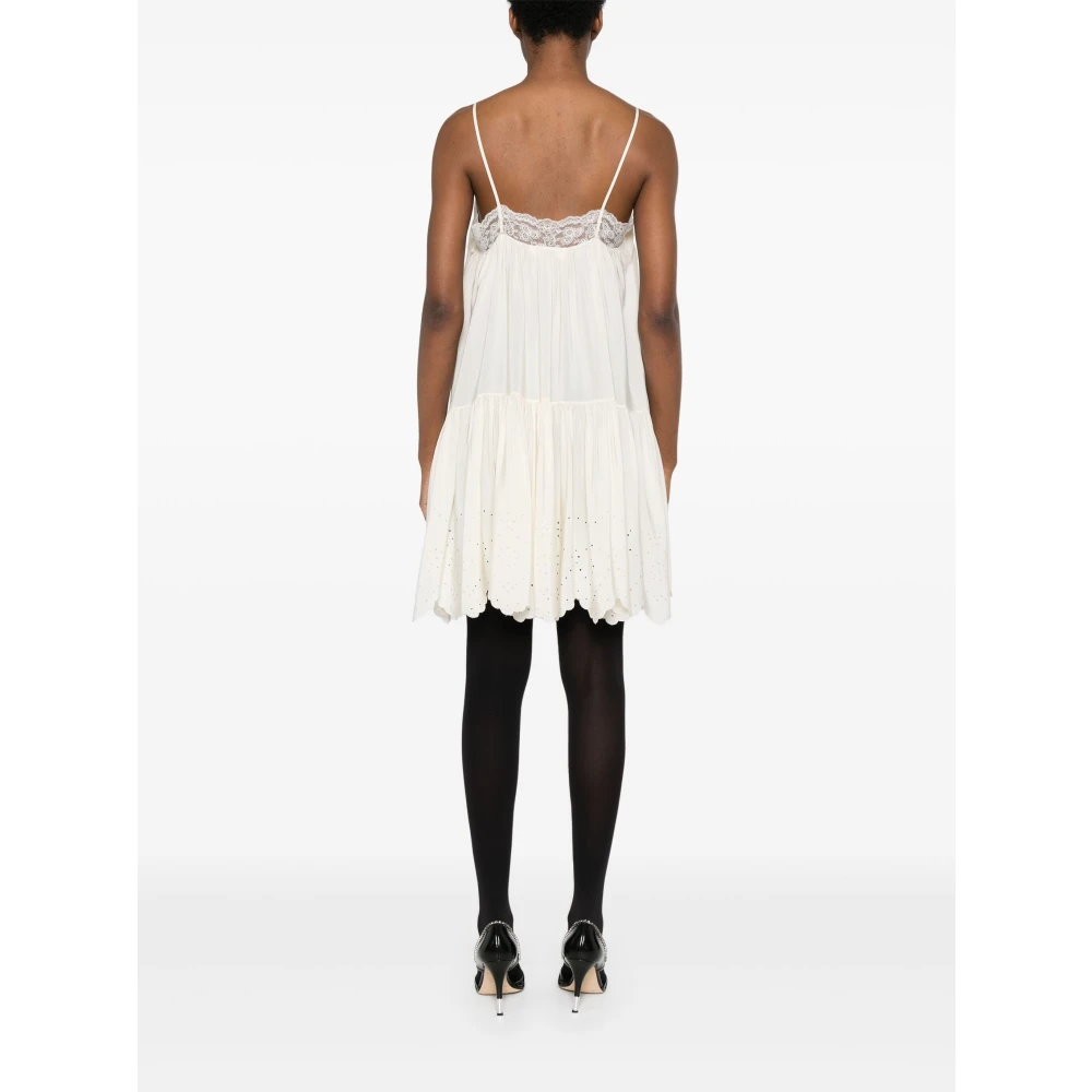 Chloé Witte Kantjurk met Gerimpelde Details White Dames