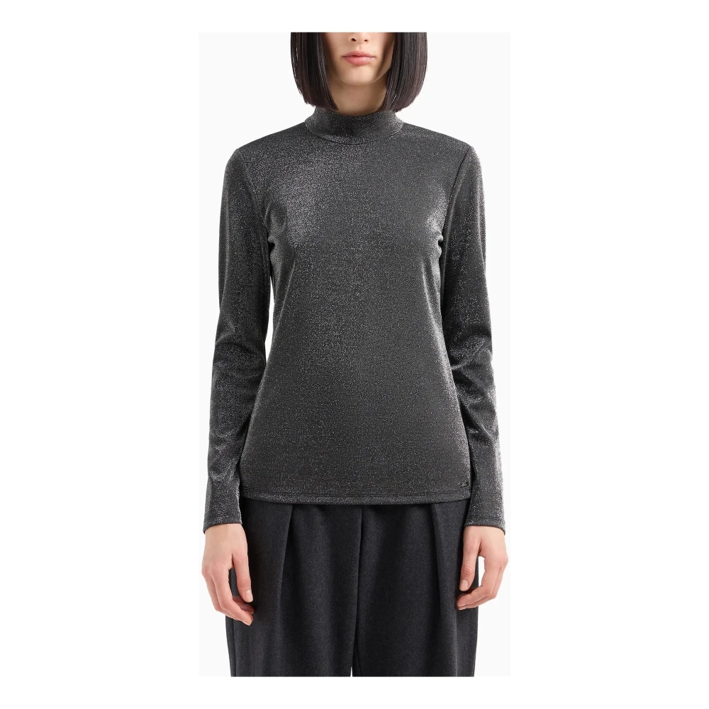 Armani Exchange Lurex Hoge Hals Lange Mouw Trui Gray Dames