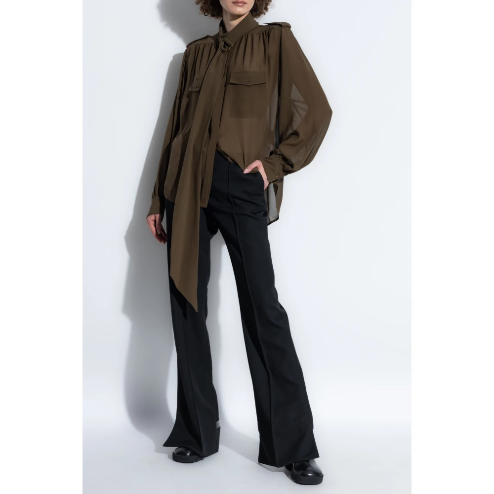 Chloé Zijden shirt met zakken Green Dames