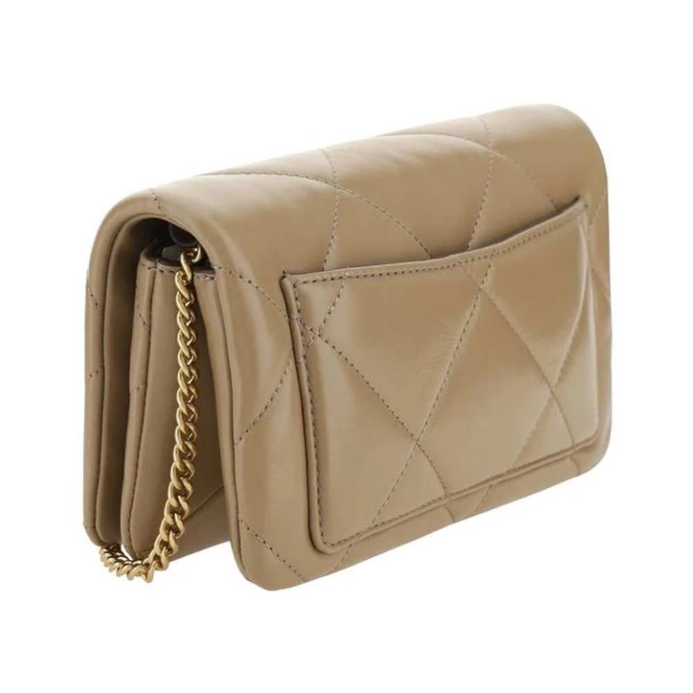 TORY BURCH Diamantgestikte leren schoudertas Brown Dames