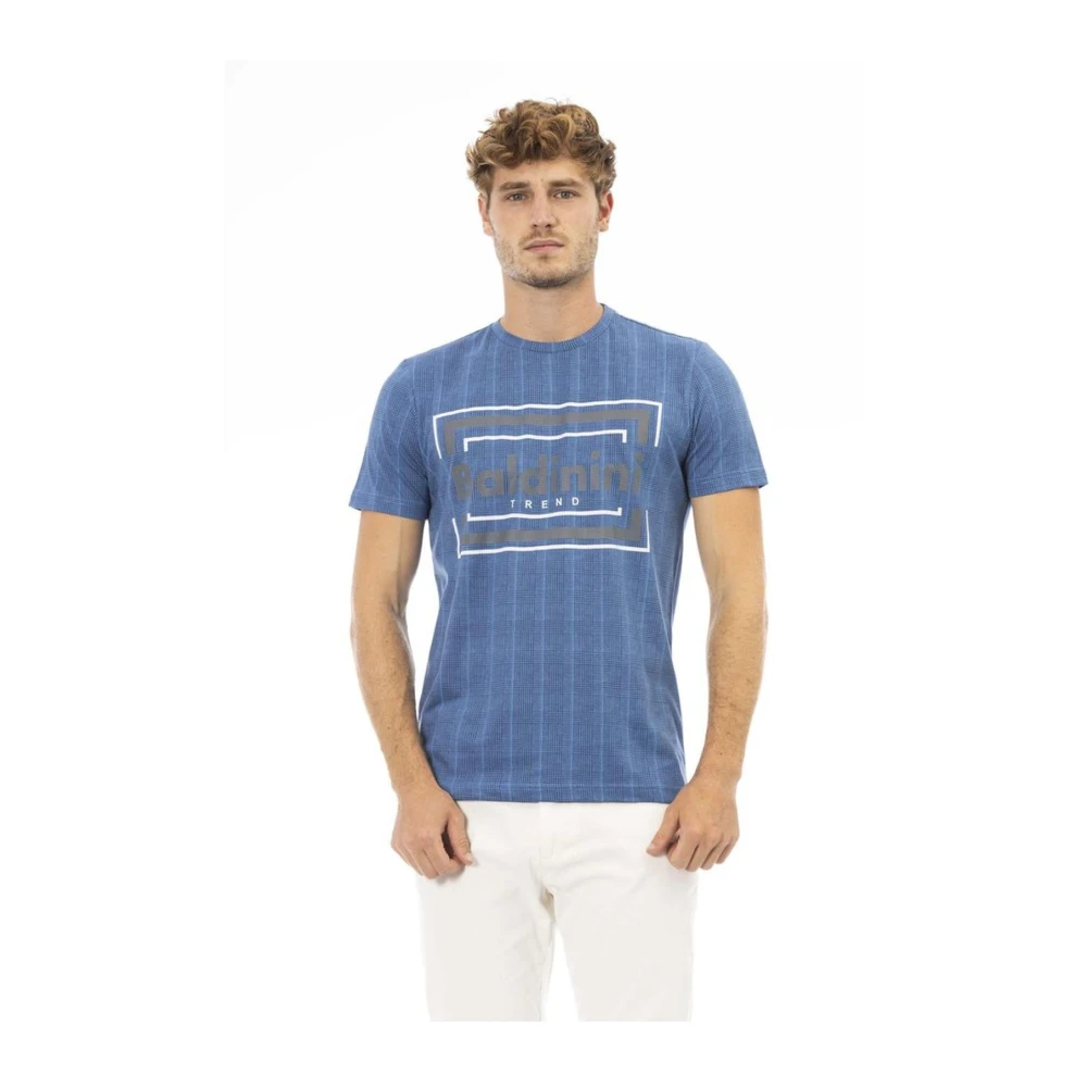 Baldinini Blauwe ronde hals T-shirt met voorprint Blue Heren