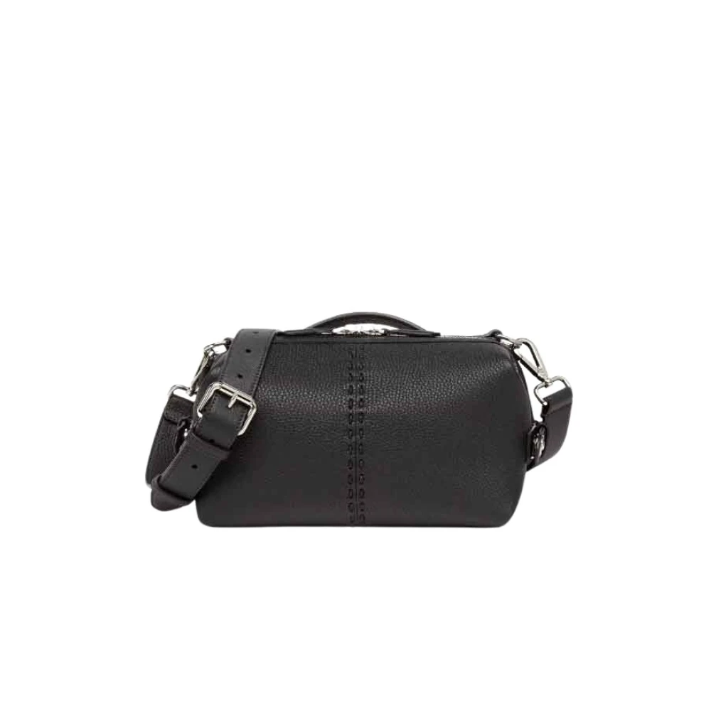 Fendi Gestructureerde Leren Siesta Schoudertas Black Heren