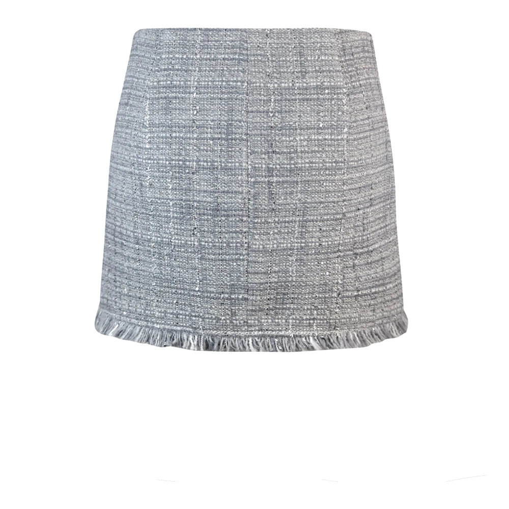 PATRIZIA PEPE Grijze Tweed Mini Rok met Lurex Gray Dames