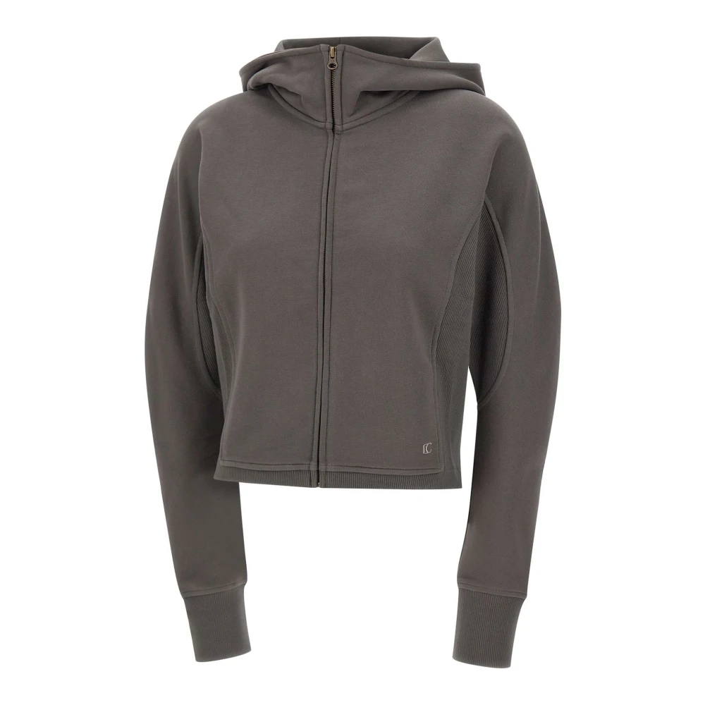 LOW Classic Groene hoodie met textuurinzetten Green Dames