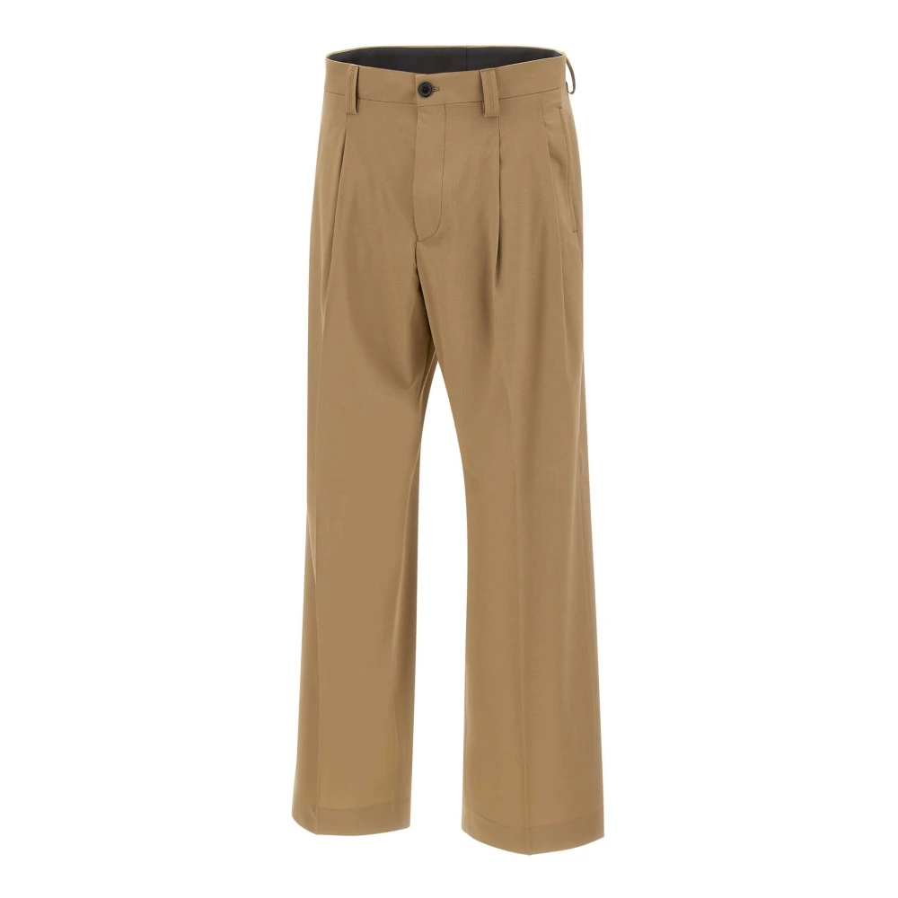 Laneus Men's Beige Chicago Trousers - Wide Trousers - M - Trousers
