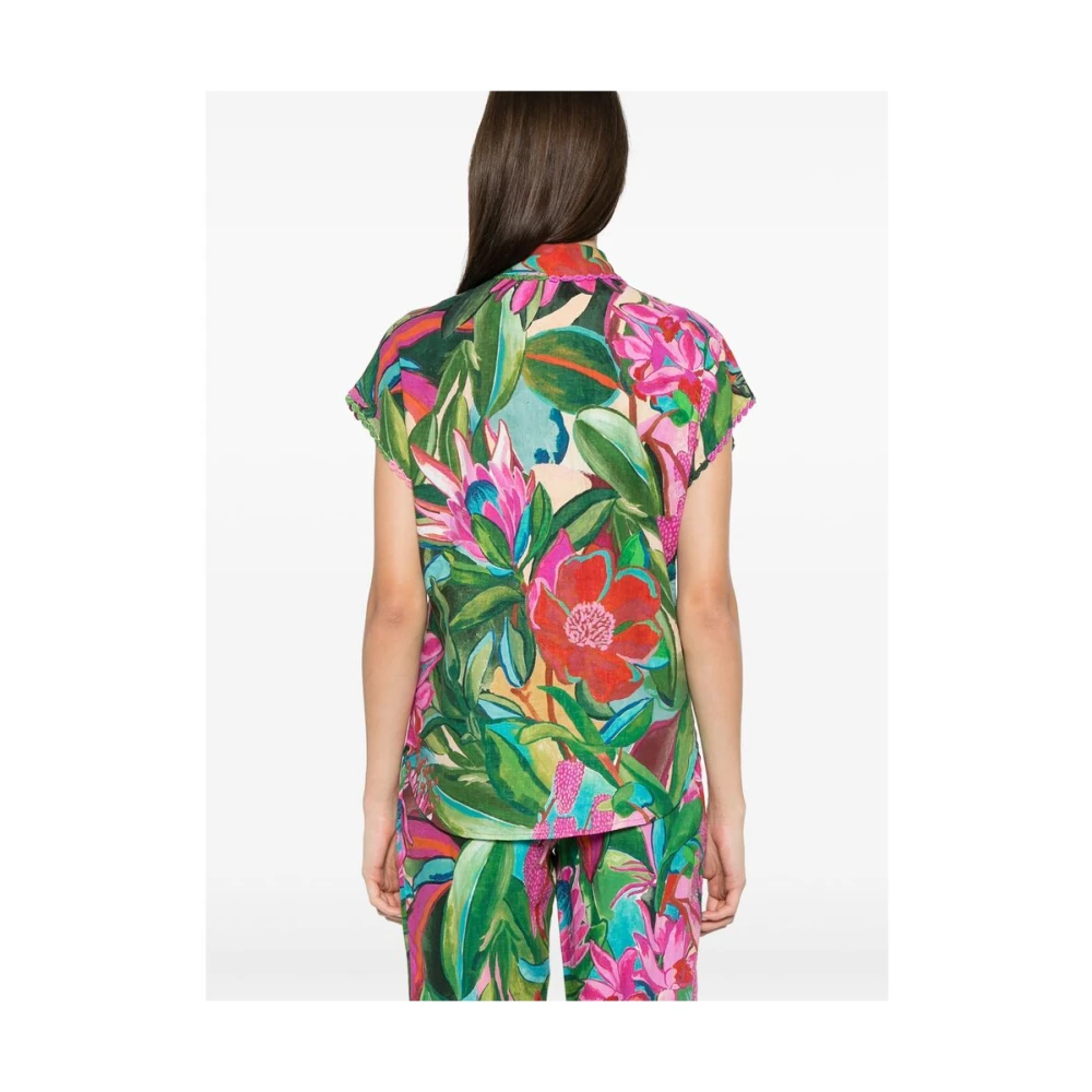 Farm Rio Groene Asperge Knoopshirt Multicolor Dames