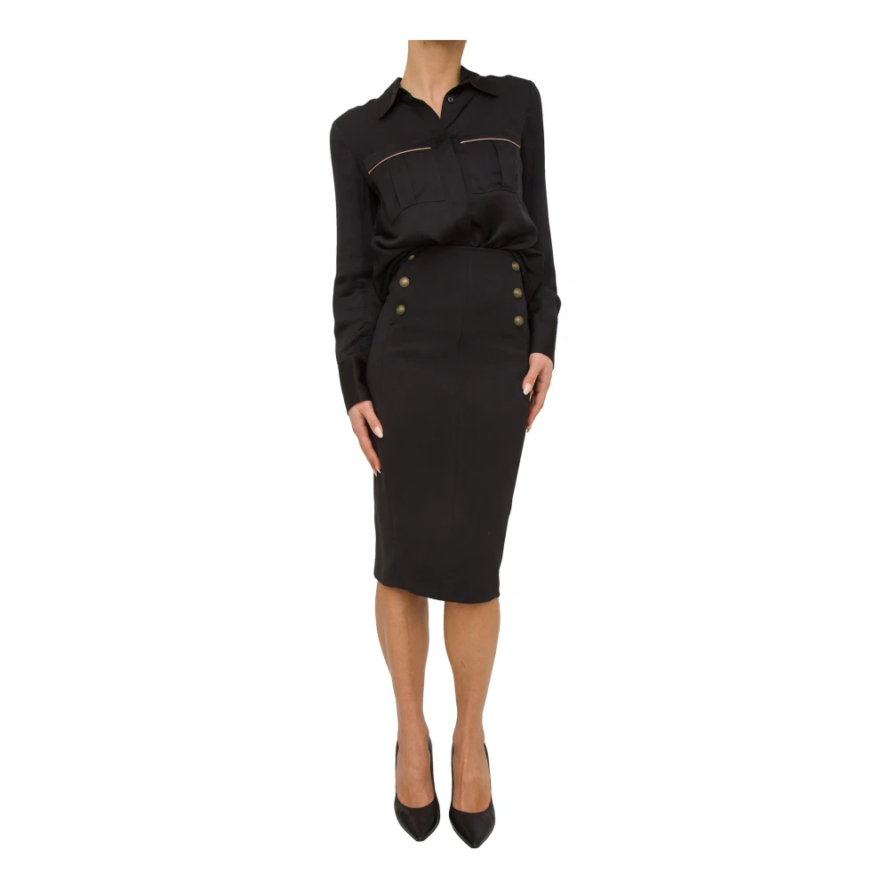 Nenette Zwart Cady Pencilrok Black Dames