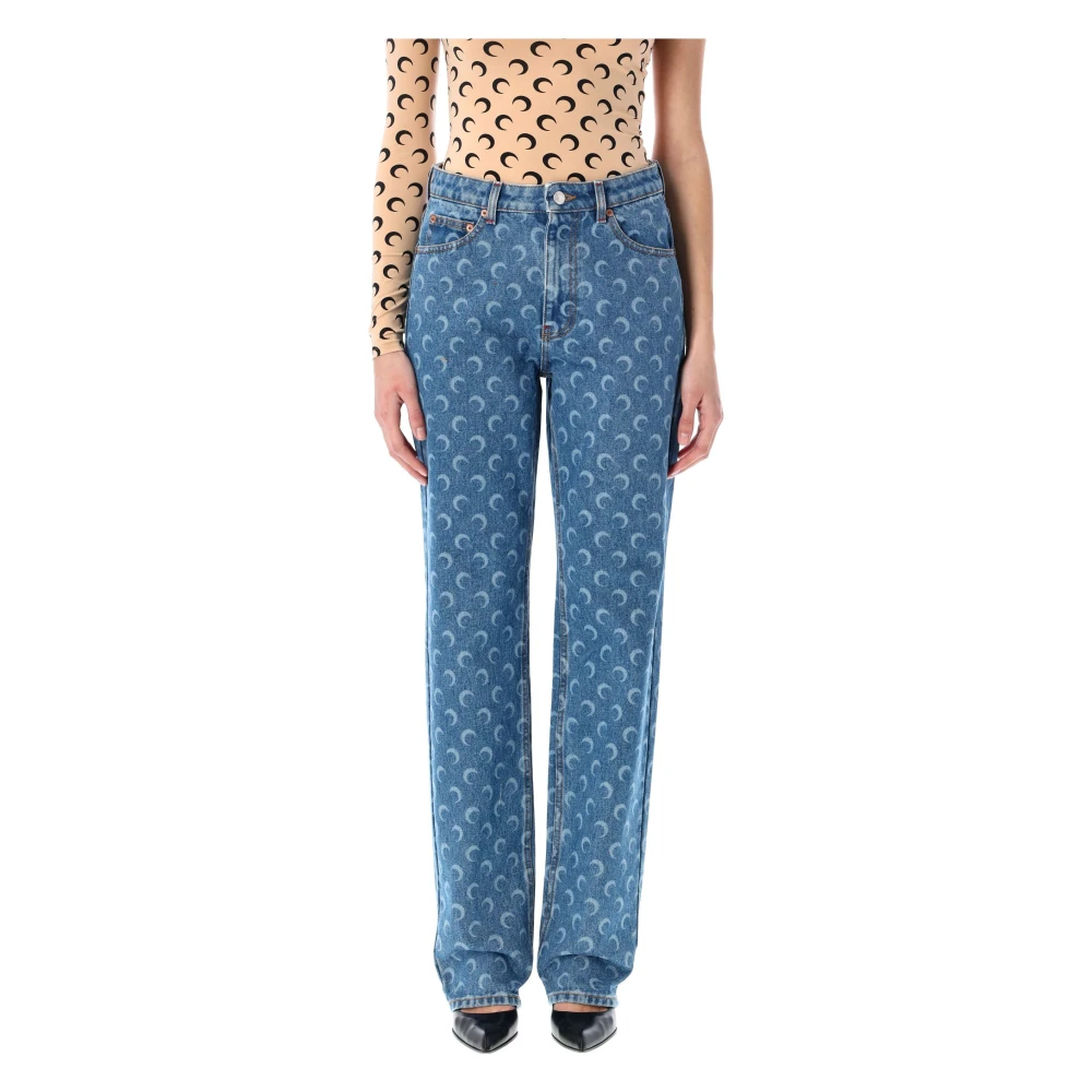 Marine Serre Losse Full Moon Jeans Blue Dames