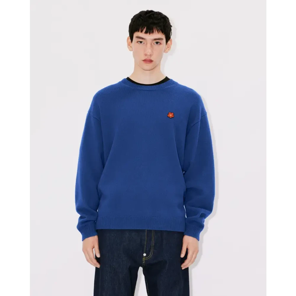 Kenzo Blauwe Bloem Crest Sweater Blue Heren