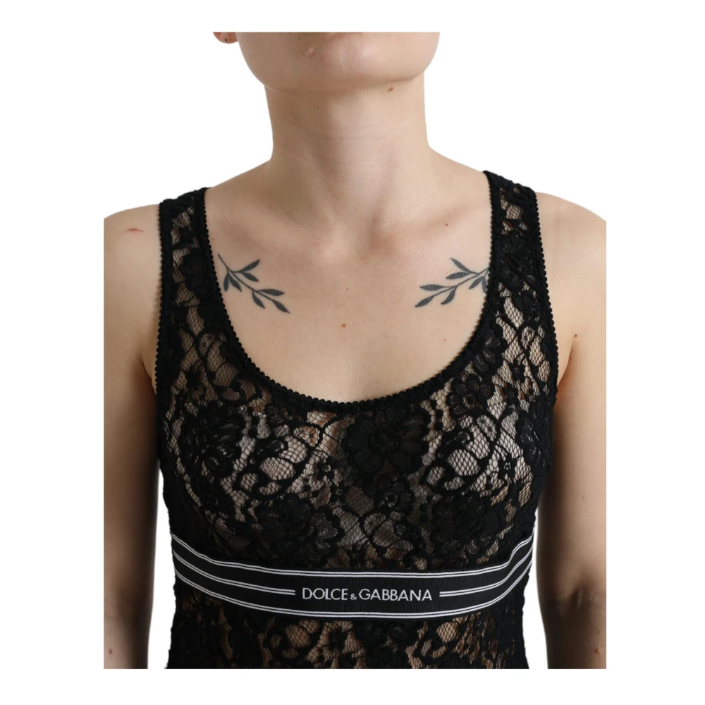 Dolce & Gabbana Sportieve Kant Mouwloze Tanktop Black Dames