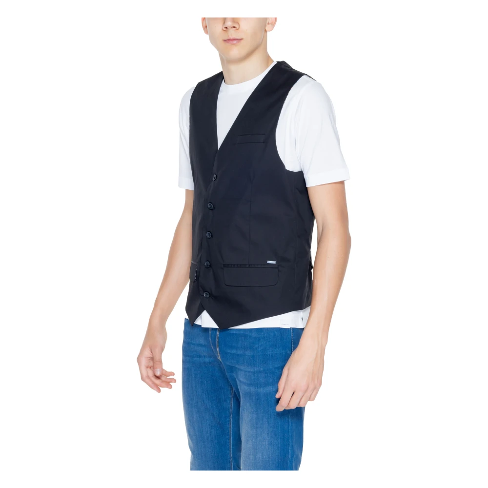 Gianni Lupo Suit Vests Black Heren