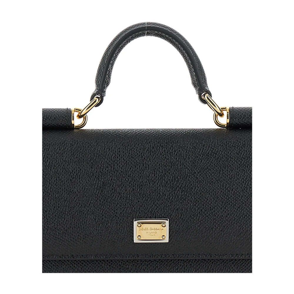 Dolce & Gabbana Zwarte Crossbody Tas met Logo Plaque Black Dames