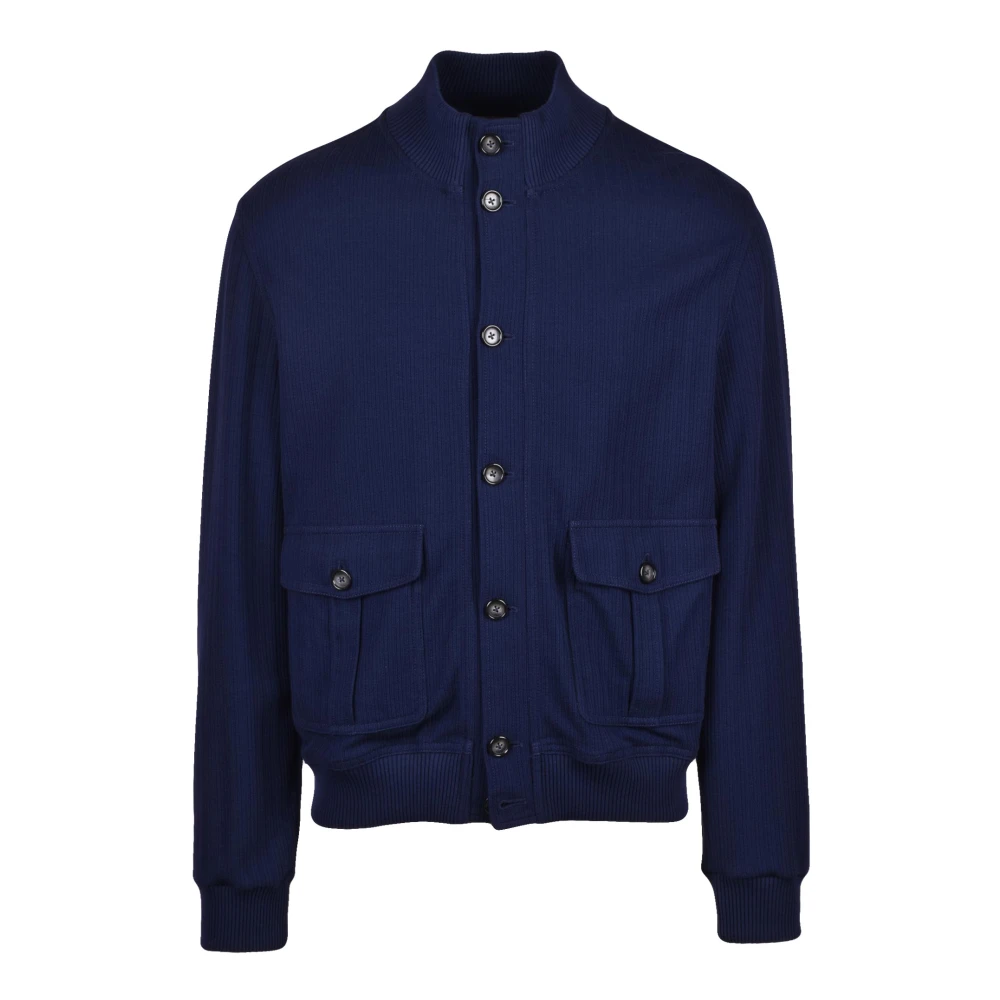 Circolo 1901 Men's Blue Bomber Jackets, Xl, Knitted Jacket