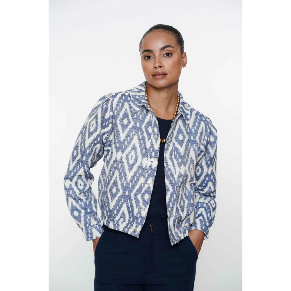 Geisha Bomberjack in Ecru Blauw Blue Dames