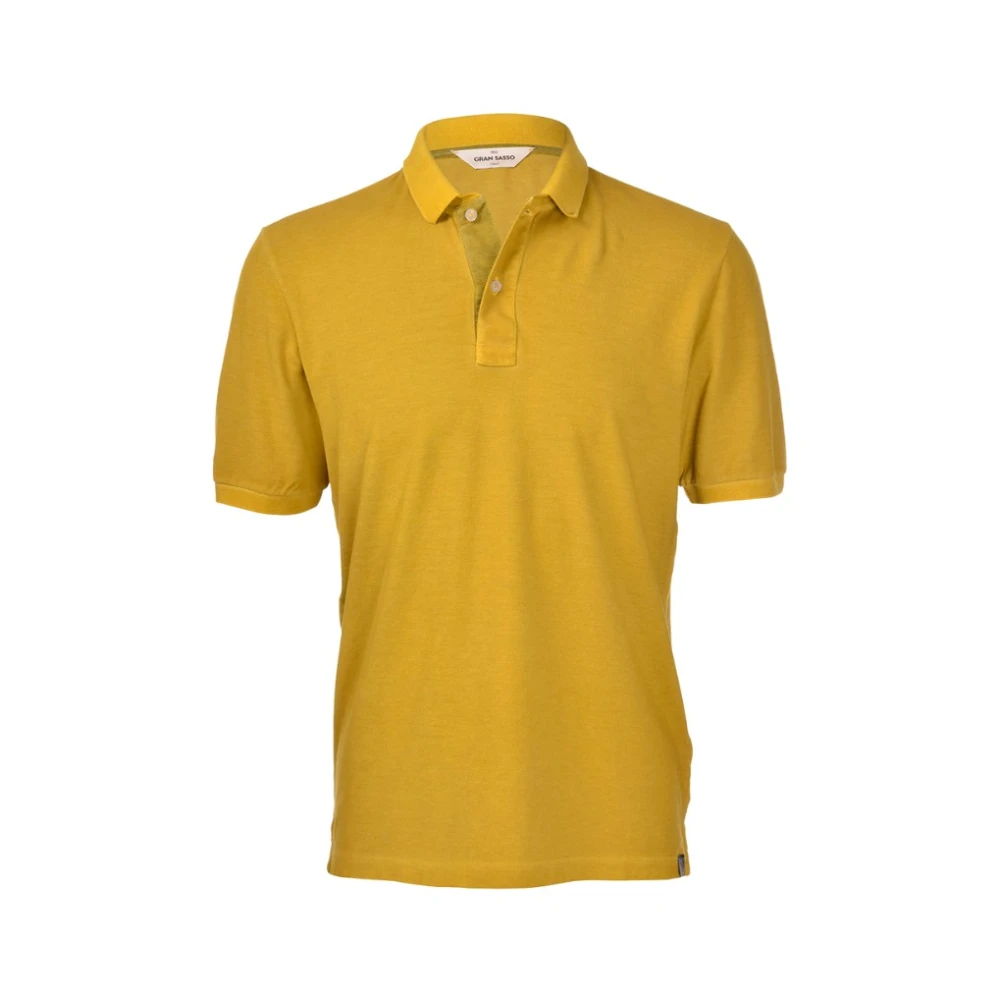 Gran Sasso Tennis Korte Mouw Shirt Yellow Heren