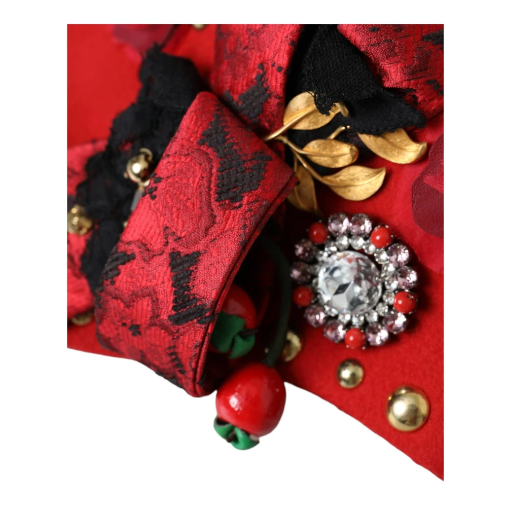 Dolce & Gabbana Kristalversierde wollen Cloche Hoed Red Dames