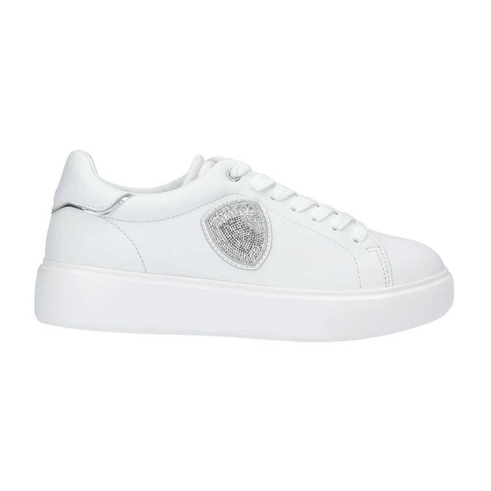 Blauer Leren Sneaker White Dames