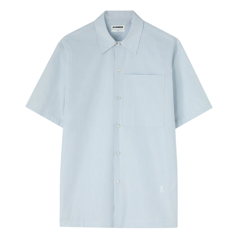 Jil Sander Blauw Gestreept Katoenen Overhemd Blue Heren