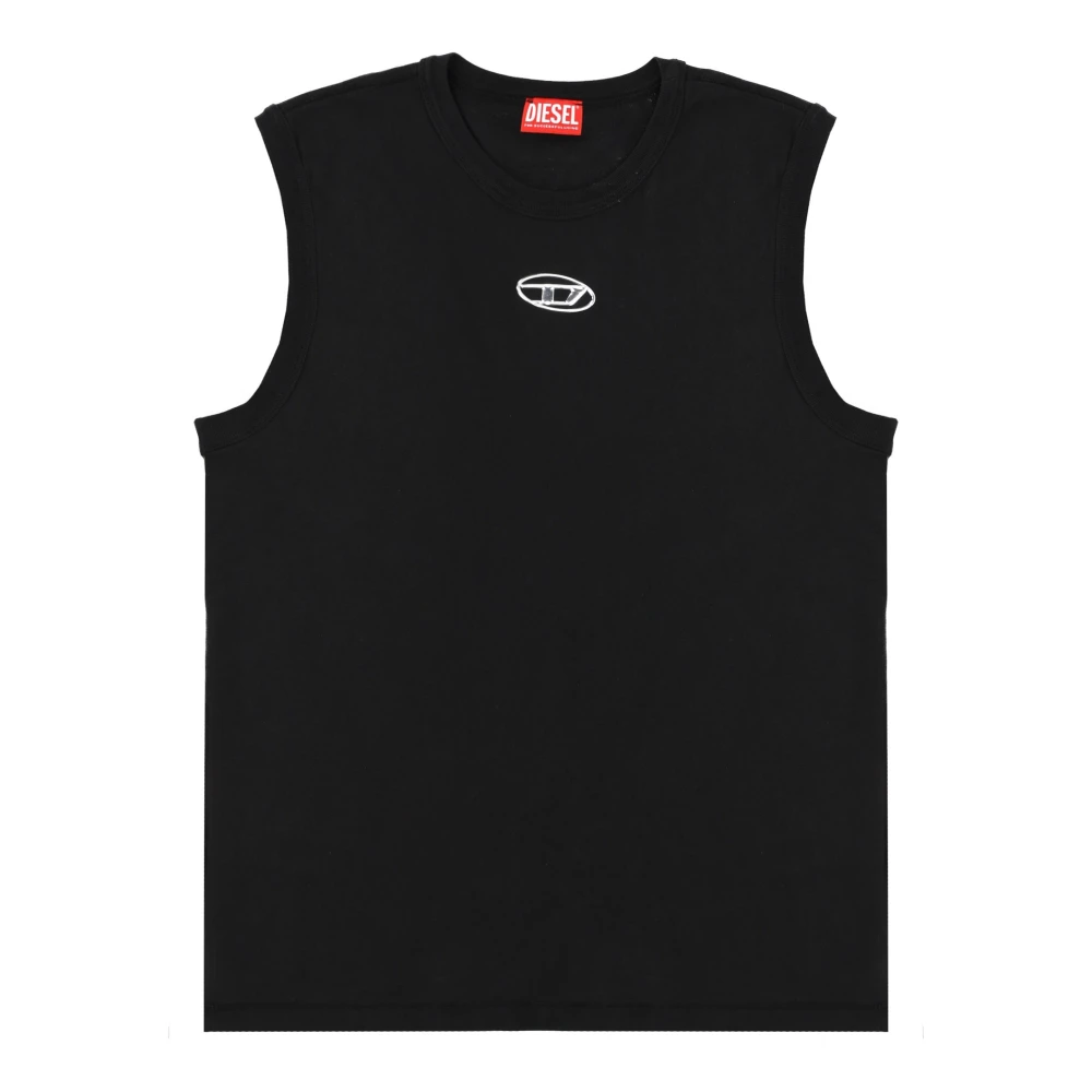 Diesel Men's Black Sleeveless Tops, S, Sleeveless Top