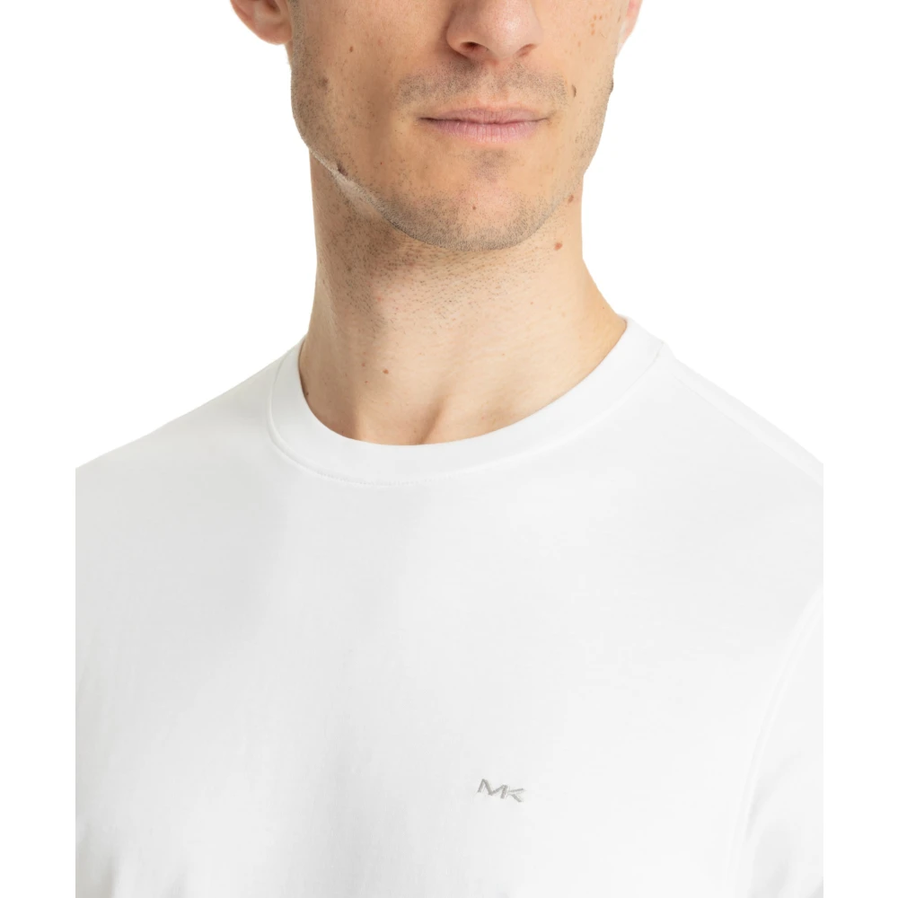 Michael Kors Effen Logo T-shirt met Borduursels White Heren