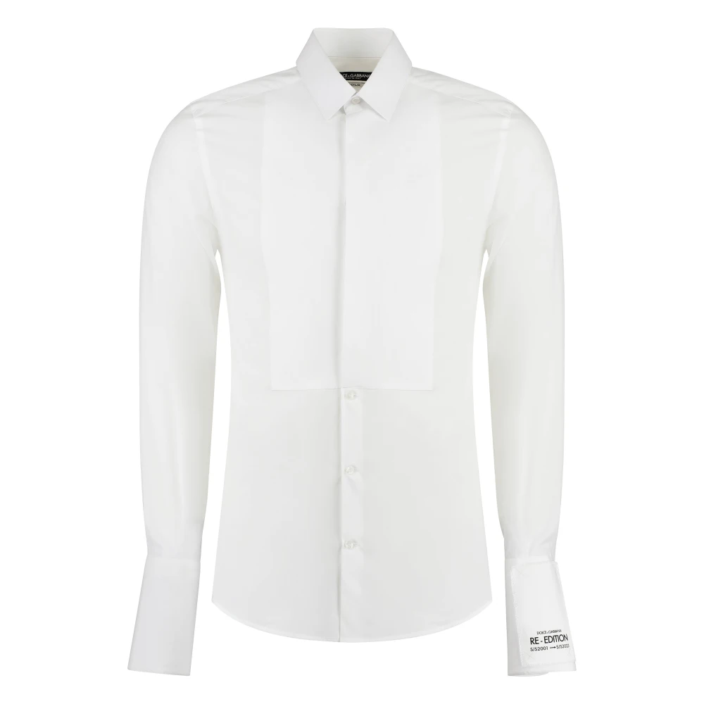 Dolce & Gabbana Guld Bomull Poplin Skjorta Re-Edition White, Herr