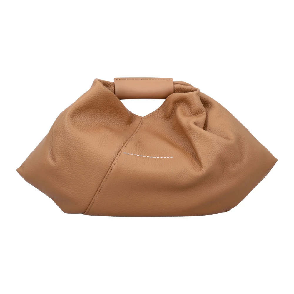 MM6 Maison Margiela Japanse Gedrapeerde Leren Tas Brown Dames