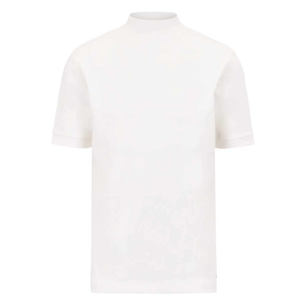 Drykorn Men's White T-Shirt With Stand-Up Collar