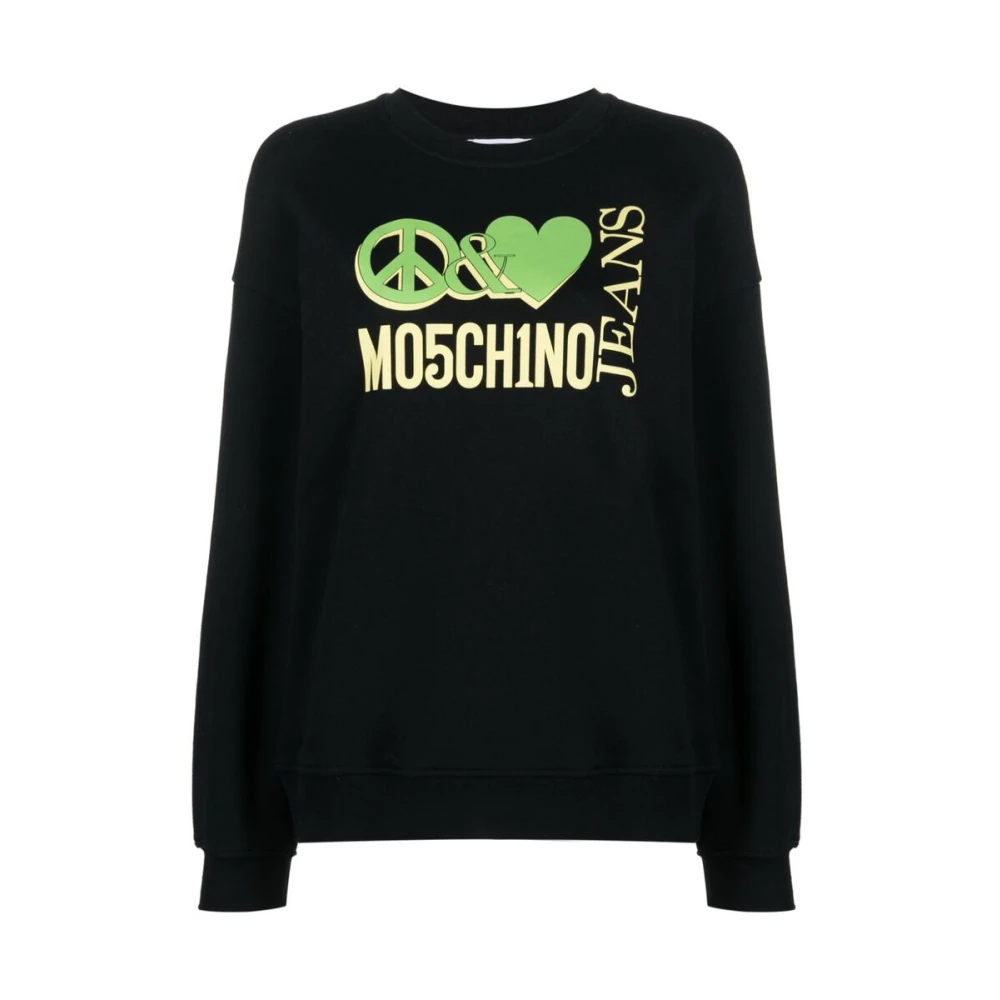 Moschino Sweatshirt met Logo Print en Crew Neck Black Dames