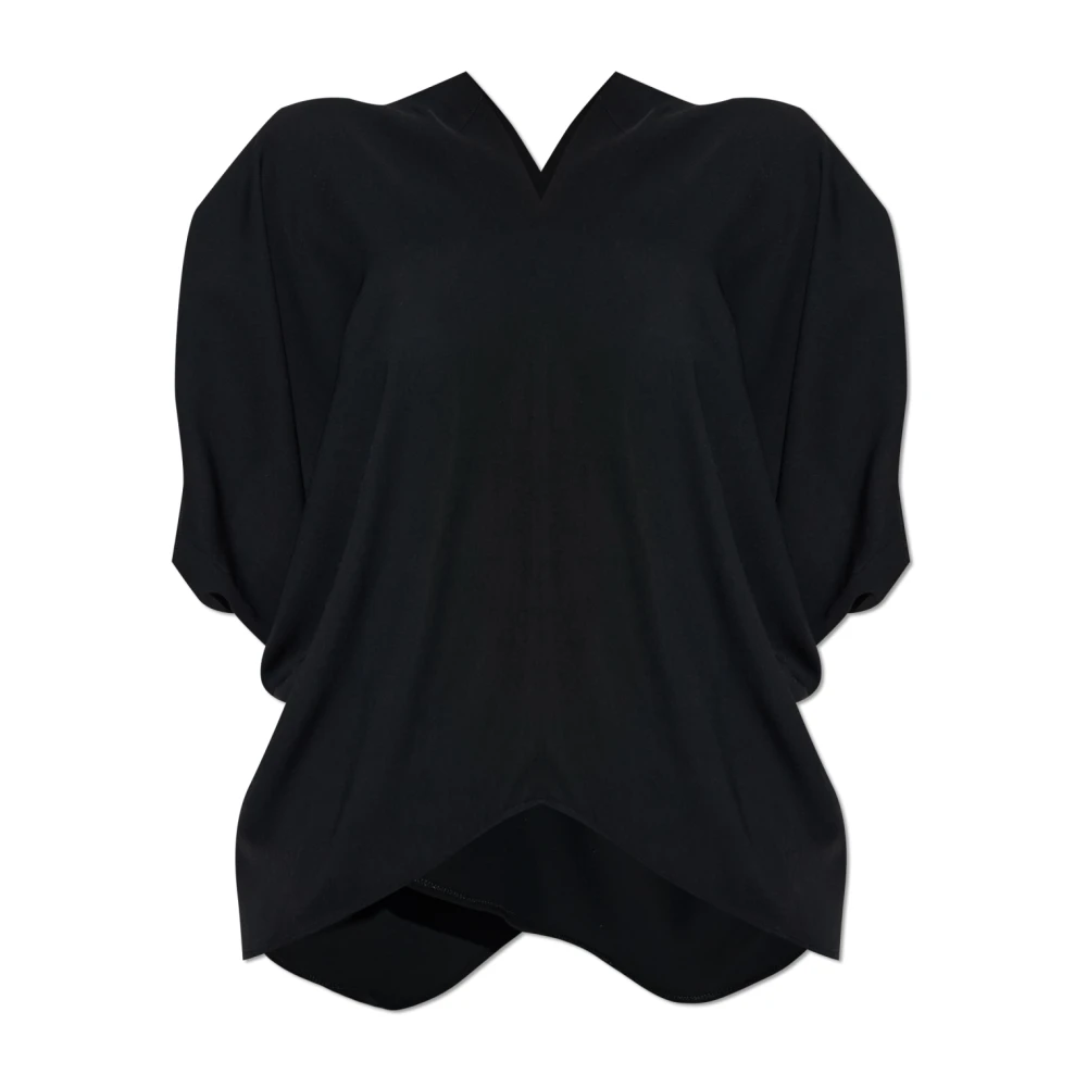 Mm6 Maison Margiela Donna Nero Top A Maniche Corte