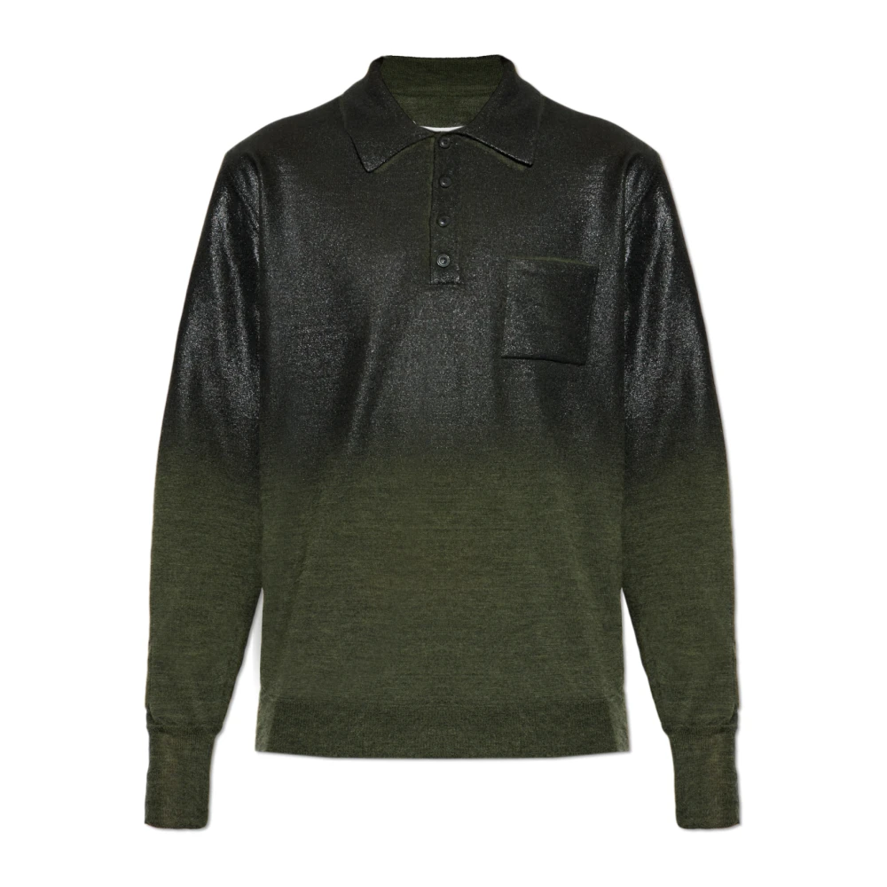 Maison Margiela Men's Green Wool Polo Sweater