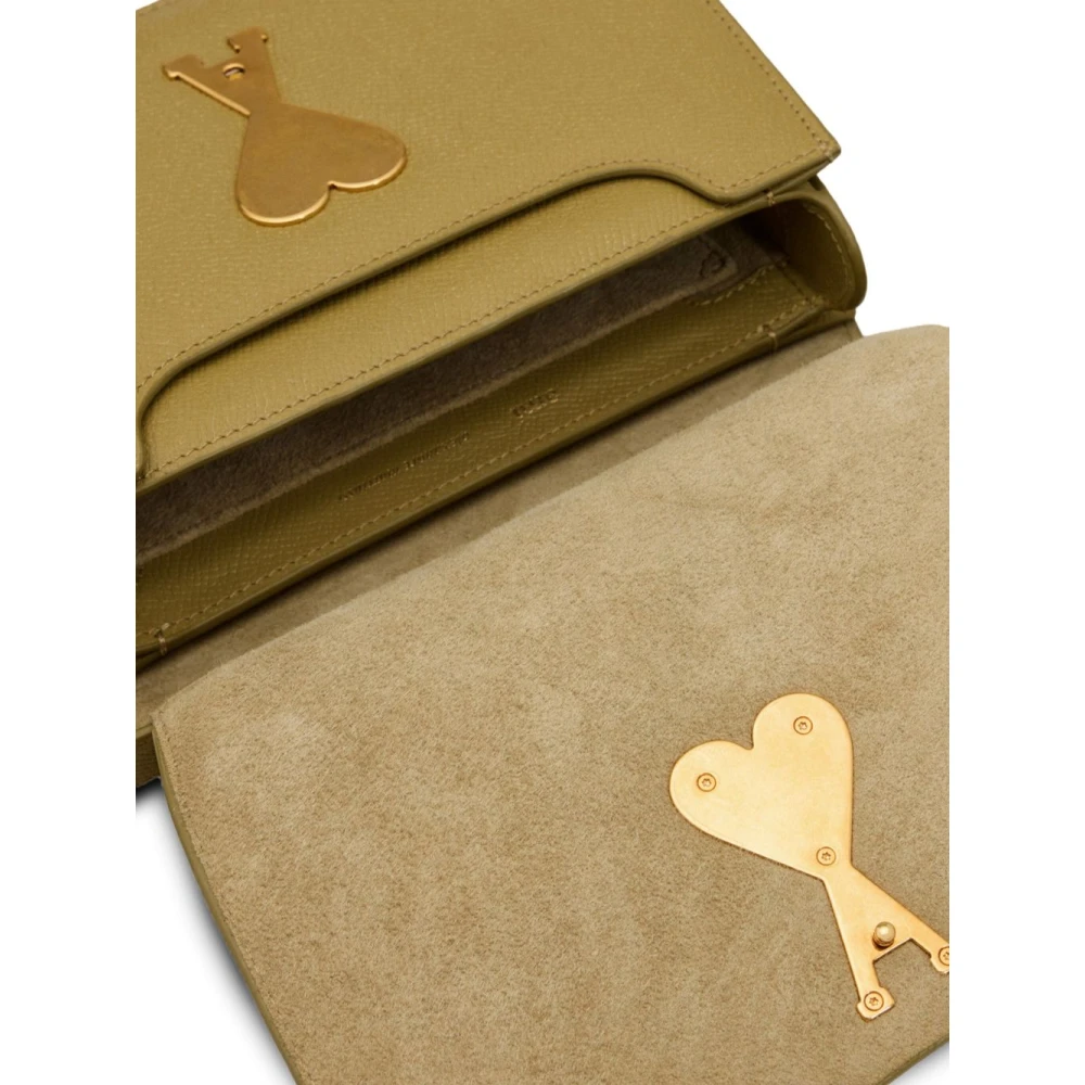 Ami Paris Bruine Foldover Tas met Groene Accent Brown Dames