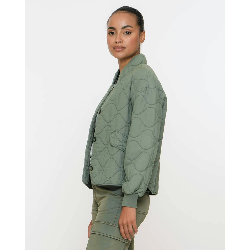 Geisha Stepped Light Jacket Green Dames
