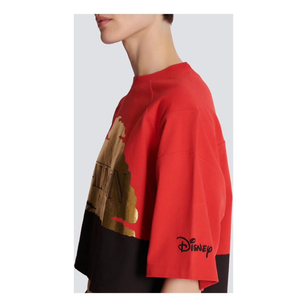 Balmain Disney x: The Lion King Zonsondergang bedrukt kort T-shirt Multicolor Dames