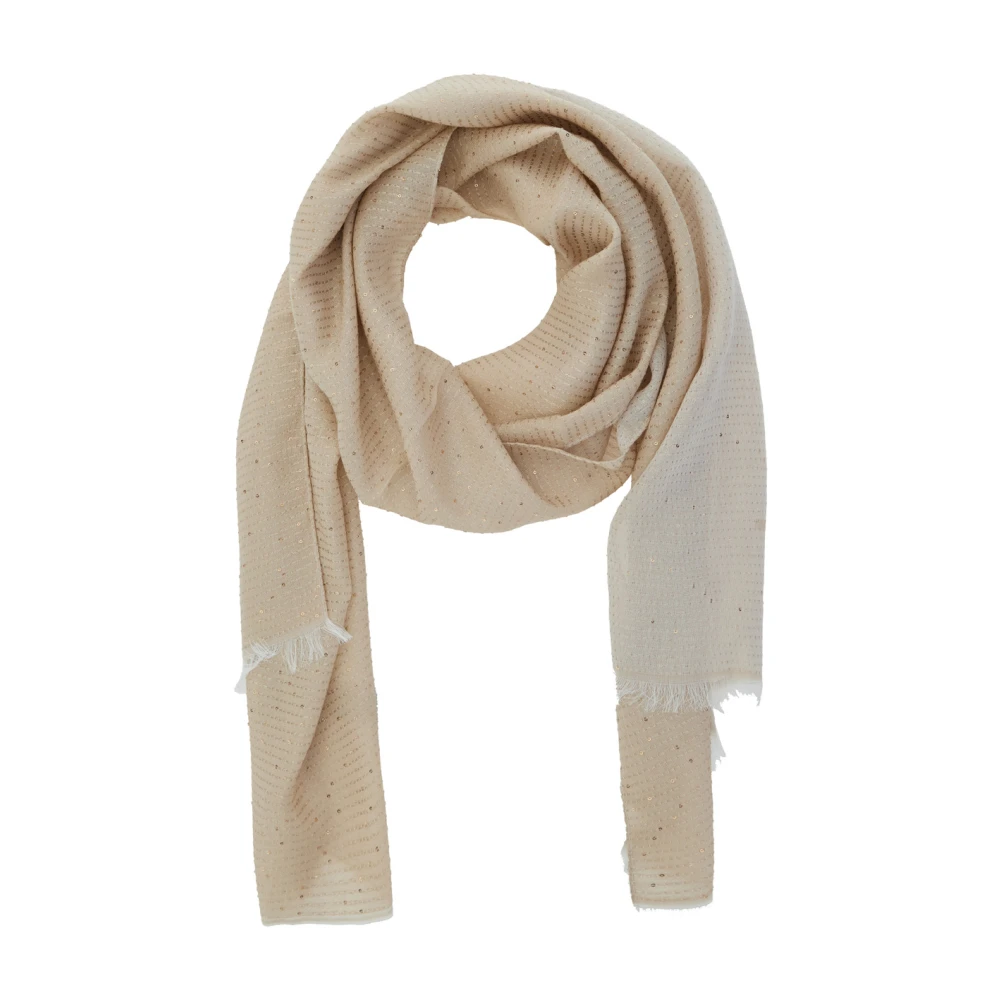 Twinset Beige Paillet Sjaal met Logo Beige Dames
