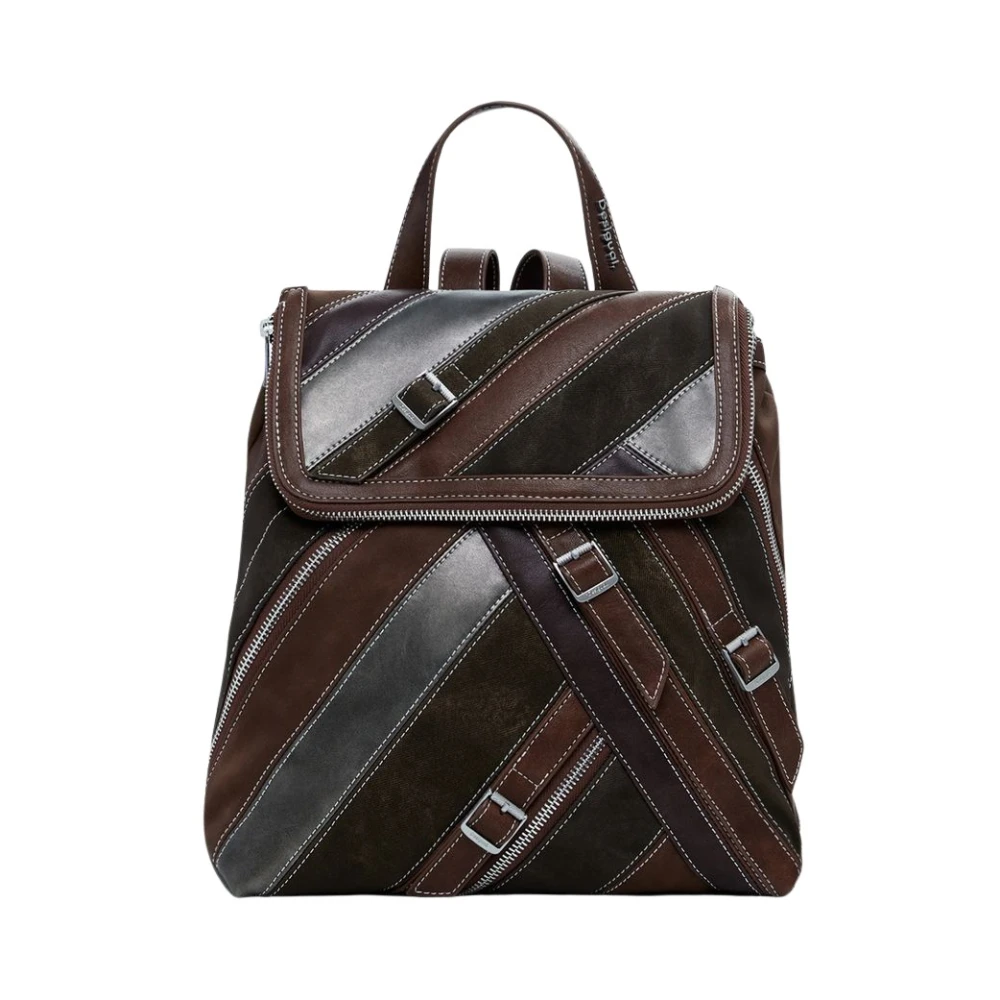 Desigual Brown Women Backpack With Multiple Compartments - Female - Backpacks - Brown - One Size - Bags - Image 5