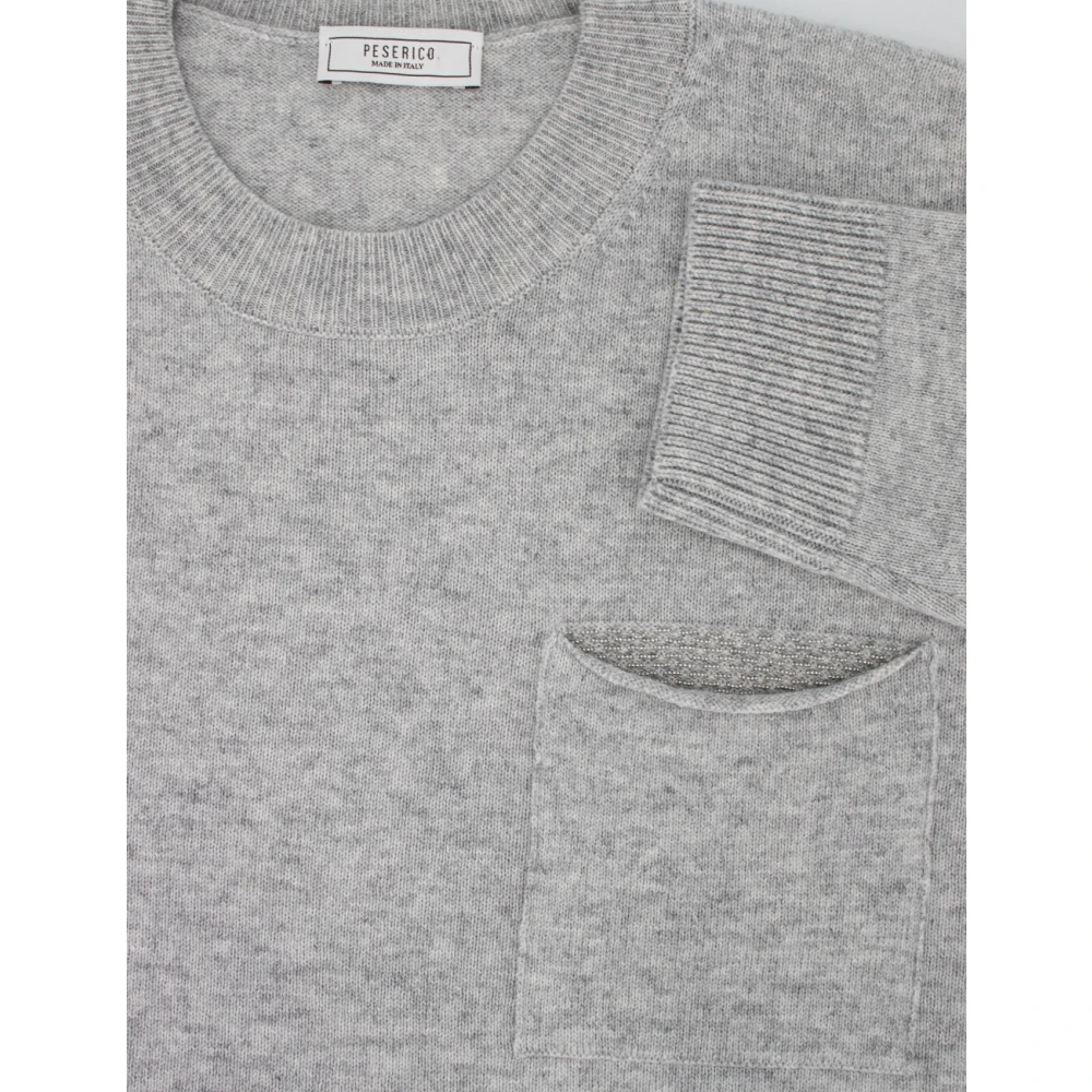 PESERICO Klassieke Jumper met Voorzak Gray Dames