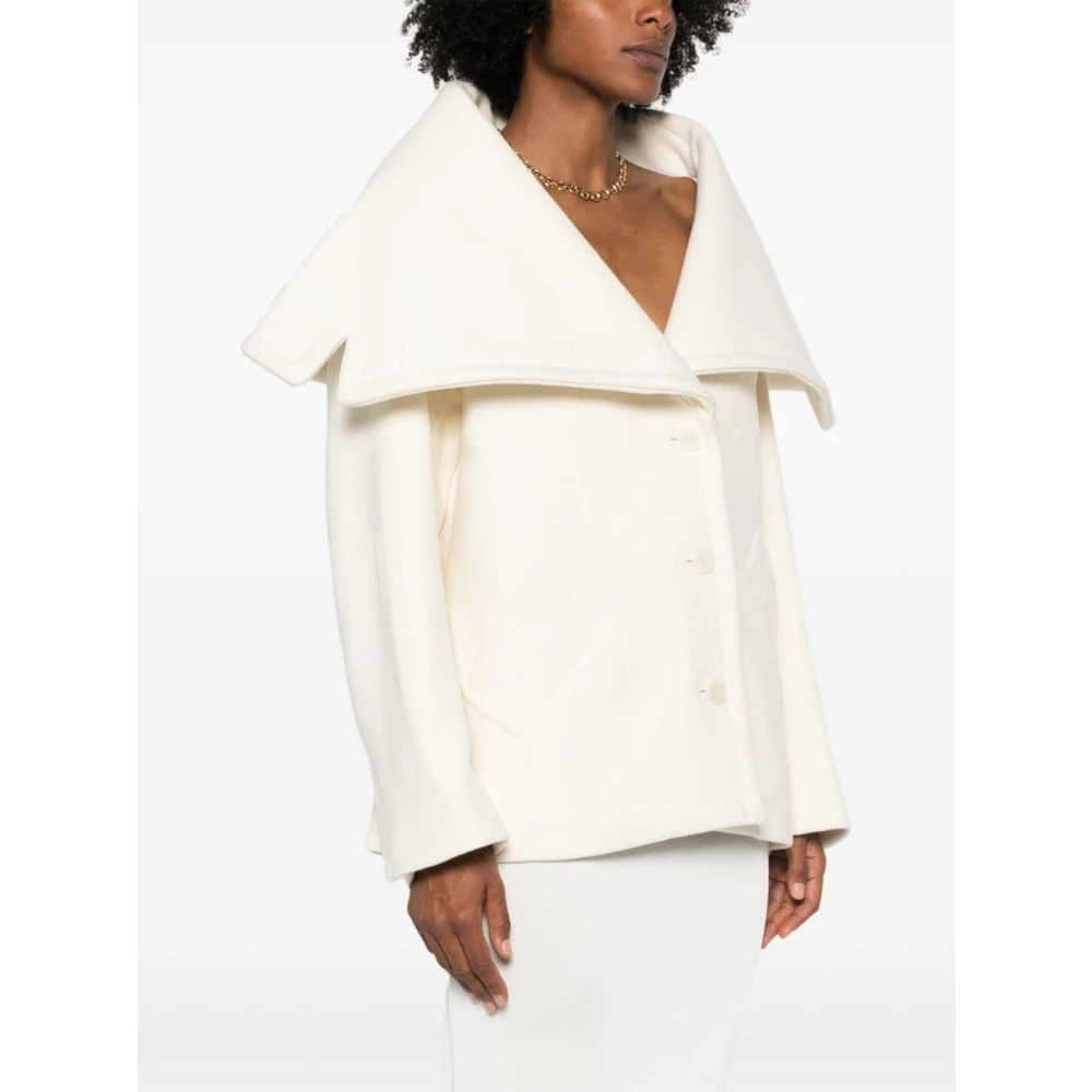 Jacquemus Witte Wollen Jas Aw24 Beige Dames