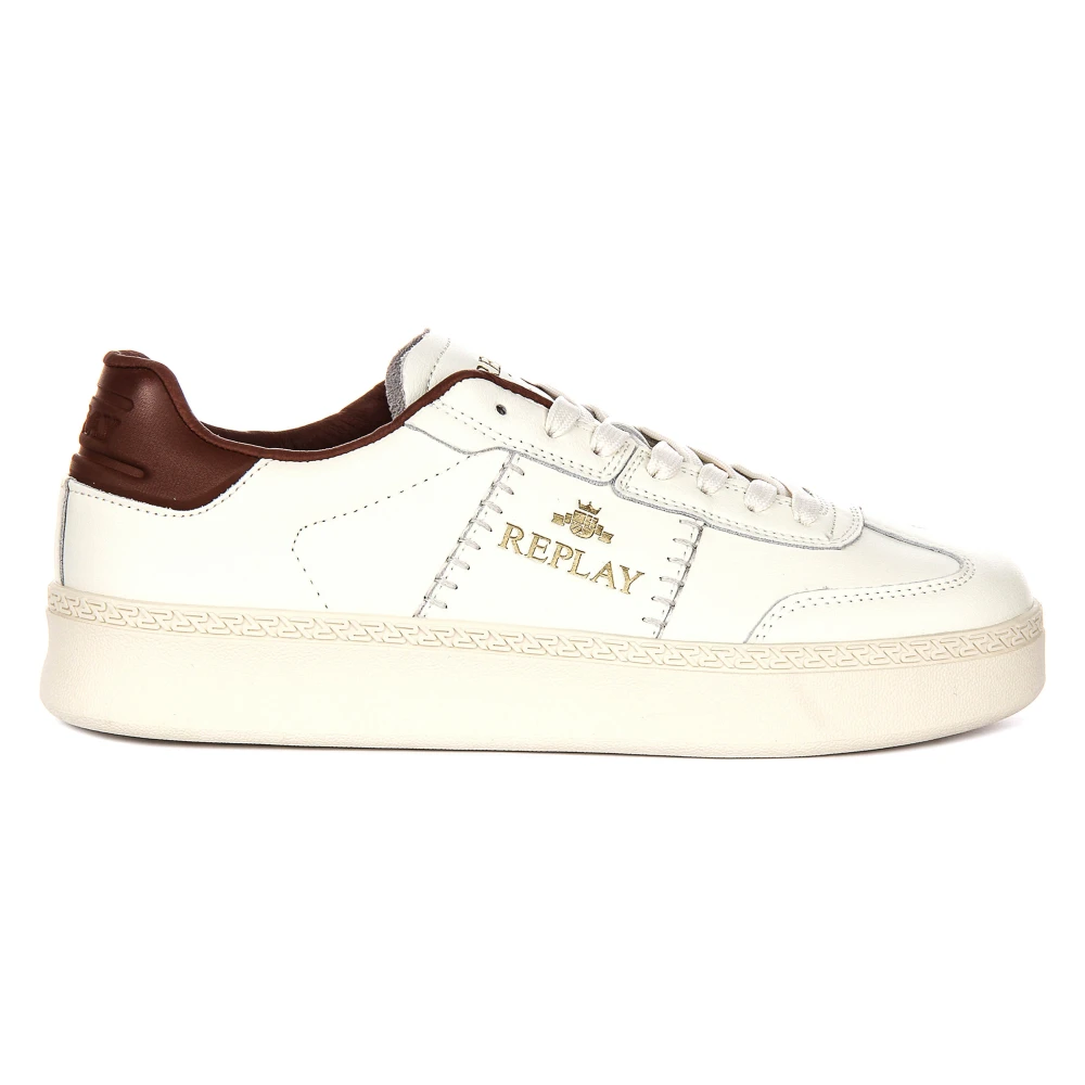 Replay Men's White Sneakers, 10 Uk, Playme Heat Leather Trainers