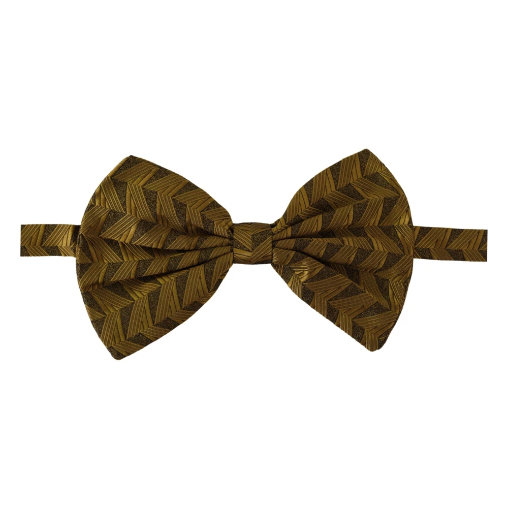 Dolce & Gabbana Men's Gold Fantasy Print Silk Bow Tie