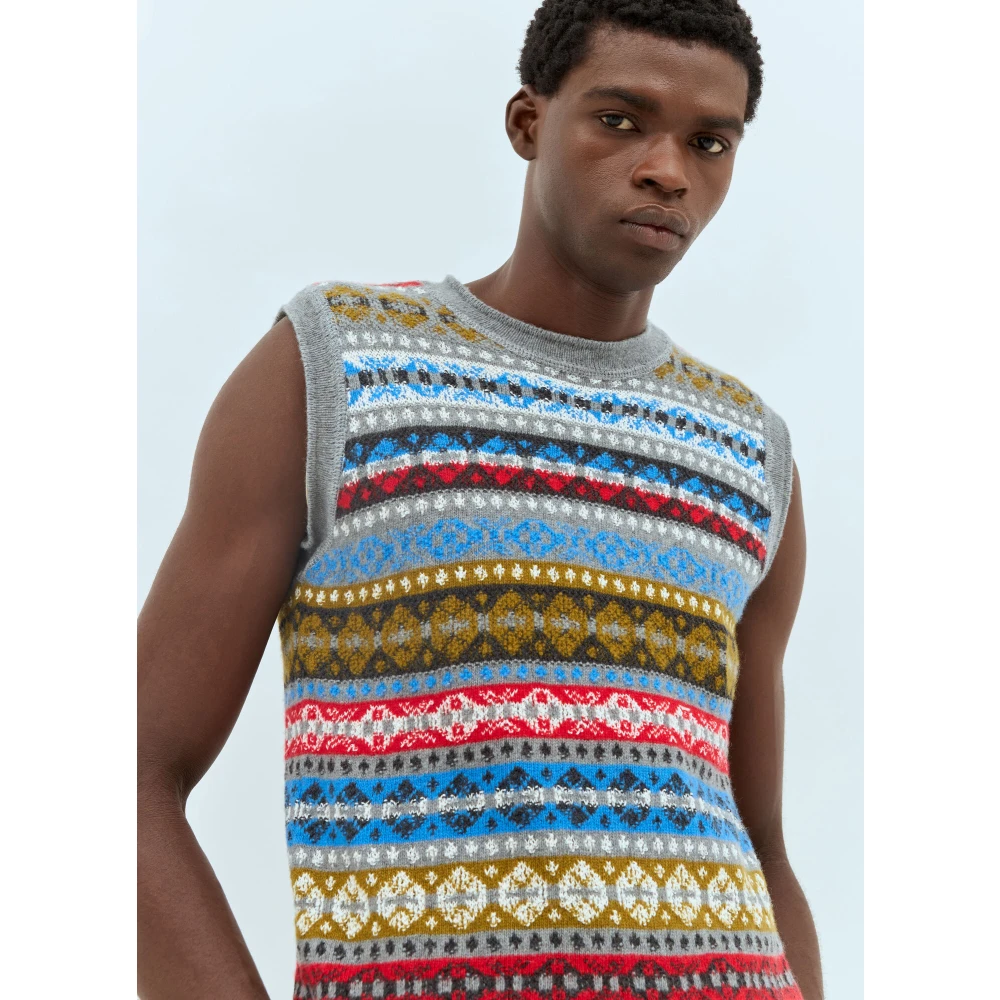 Wales Bonner Grafische Jacquard Wollen Vest Multicolor Heren