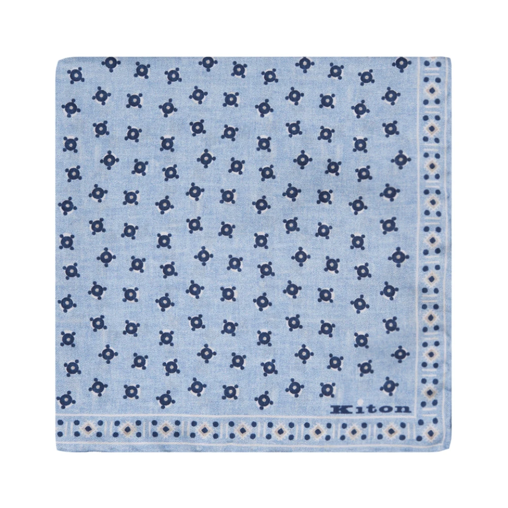 Kiton Blauwe Zijden Elegante Sjaal Blue Heren